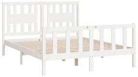 Estrutura de cama com cabeceira 160x200 cm pinho maciço branco