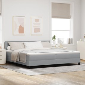 vidaXL Cama Box com Colchão Cinza Claro 200x200 cm Tecido