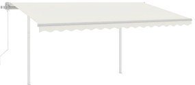 Toldo retrátil automático com postes 4x3,5 m cor creme
