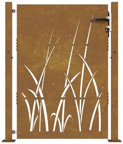 Portão de jardim 105x155 cm aço corten design erva