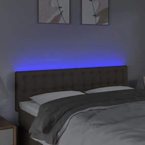 Cabeceira cama luzes LED tecido 144x5x78/88cm cinza-acastanhado