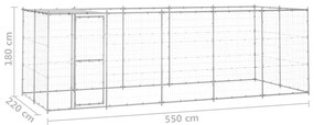 Canil de exterior com telhado 12,1 m² aço galvanizado