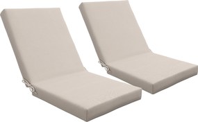 Outsunny Lote de 2 almofadas para exterior para poltrona/cadeira com encosto com tiras enchimento 8 cm, dim. 112L x 51l cm, bege | Aosom Portugal