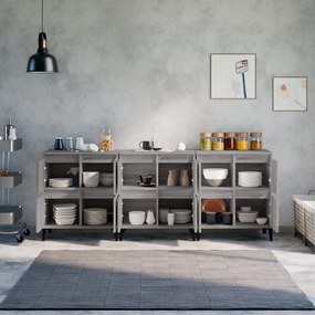 Aparadores 3 pcs 60x35x70 cm derivados madeira cinza sonoma