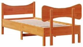 Estrutura cama c/ cabeceira 90x190 cm pinho maciço castanho-mel