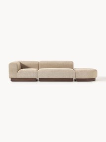 Chaise longue modular em teddy-bouclé com banco Natalie