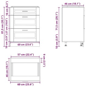 Armário base de cozinha Porto derivados de madeira branco