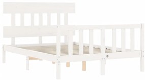 Cama sem colchão 140x200 cm madeira de pinho maciça branco