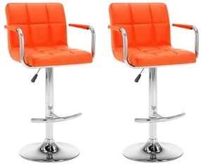 vidaXL Bancos de bar 2 pcs couro artificial laranja