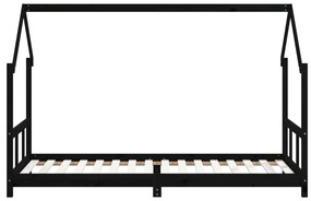 Estrutura de cama infantil 90x200 cm pinho maciço preto