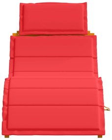 Espreguiçadeiras vidaXL com almofadas 2 pcs Vermelho Madeira de Acácia