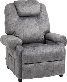 HOMCOM Poltrona Relax Reclinável com Apoio para os Pés Retrátil Encosto Alto Bolso Lateral Acolchoado Grosso 88x91x108 cm Cinzento | Aosom Portugal