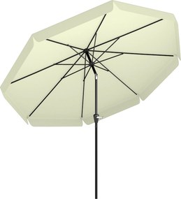 Outsunny Chapéu de Sol Jardim Ø266x250 cm Proteção UV50+ Alumínio Inclinável Teto Ventilação Manivela Resistente Bege | Aosom Portugal