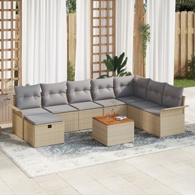 Conjunto de Sofá de Jardim de 9 Peças com Almofadas Beijes Rattan Sint