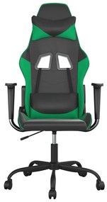 Cadeira gaming massagens couro artificial preto e verde