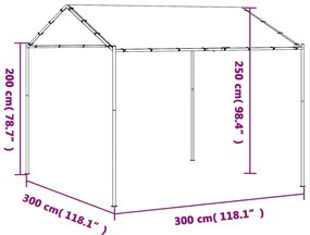 Tenda com toldo 3x3 m aço e tecido antracite