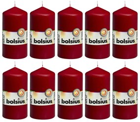 428078 Bolsius Velas cilíndricas 10 pcs 120x58 mm vermelho tinto