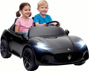 AIYAPLAY Maserati Carro Elétrico para Crianças, 2 lugares, 12V a bateria, Controle Remoto, Luzes LED, Função musical, Preto | Aosom Portugal