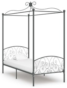 vidaXL Estrutura de cama com dossel 90x200 cm metal cinzento
