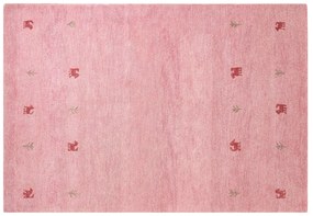 Tapete Gabbeh em lã rosa 140 x 200 cm YULAFI Beliani