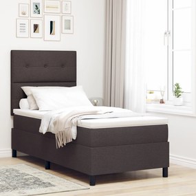 Cama Box Spring com Colchão Castanho 100x200 cm Tecido