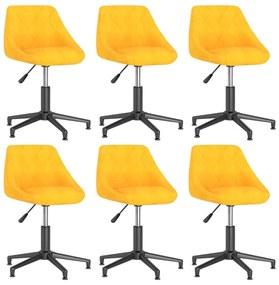 vidaXL Cadeiras de jantar giratórias 6 pcs veludo amarelo mostarda