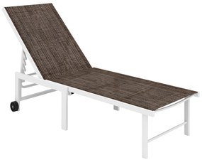 Outsunny Espreguiçadeira Reclinável Espreguiçadeira Jardim com Rodas Encosto Ajustável em 5 Níveis 166x60x84 cm Marrom