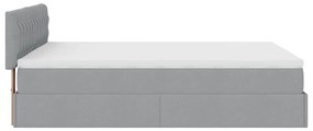 Cama otomana com colchão 140x190 cm tecido cinzento claro