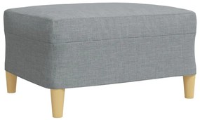 4pcs conjunto sofás c/ almofadões/apoio pés tecido cinza-claro