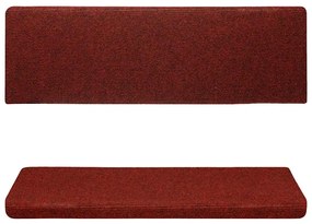 Tapetes de escada 15 pcs 65x21x4 cm tecido agulhado vermelho