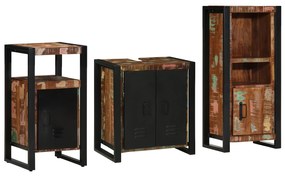 vidaXL Conjunto de Móveis para Banheiro com prateleira com armazenamento com porta 3 pcs