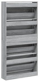 Sapateira c/ 4 gavetas articuladas 80x21x163,5 cm cinza sonoma