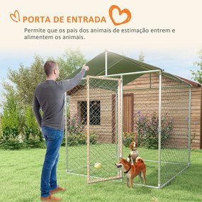 PawHut Canil de Exterior para Cães Médios Gaiola para Cães com Fechadu