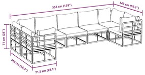 Conjunto de Sofá de Jardim 7 pcs Preto Alumínio