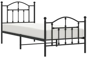 Estrutura de cama com cabeceira e pés 80x200 cm metal preto