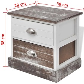 Mesas de cabeceira 2 pcs castanho e branco