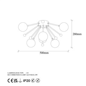 Candeeiro Chandelier Roze – Preto Antique Branco – 50 x 50 x 28 cm