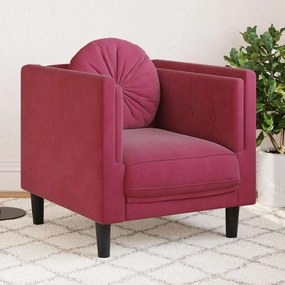 vidaXL Poltrona com almofadão veludo vermelho tinto