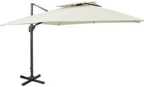 Guarda-sol de jardim cantilever c/ toldo duplo 300x300 cm areia