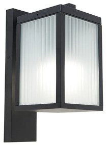 Lanterna de parede inteligente para exterior preta com vidro canelado incluindo WiFi A60 - Charlois