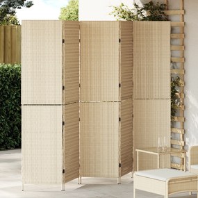 vidaXL Divisória de Ambiente 5 Painéis Dobrável Bege 245x180 cm Polirattan
