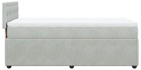 Cama com molas/colchão 90x190 cm veludo cinza-claro
