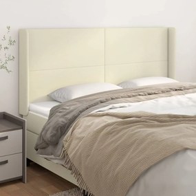 vidaXL Cabeceira cama c/ abas couro artif. 183x16x118/128 cm creme