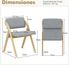 Conjunto de 2 cadeiras de cozinha acolchoadas e macias cinza