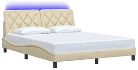 Estrutura de cama com LED sem colchão 160x200 cm tecido creme