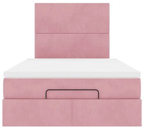 Estrutura de cama otomana com colchões 120x200 cm veludo rosa