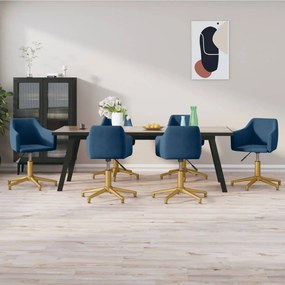 vidaXL Cadeiras de jantar giratórias 6 pcs veludo azul