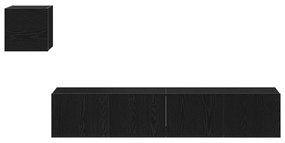 Conjunto de 4 Peças de Armário de TV vidaXL Carvalho Preto Madeira Eng