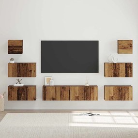 vidaXL Conjunto de móvel de TV 8 pcs Madeira antiga 60 x 30 x 30 cm