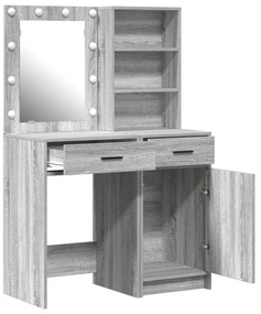 Conjunto de Maquilhagem de 2 Peças com LED Cinza Sonoma em Madeira de